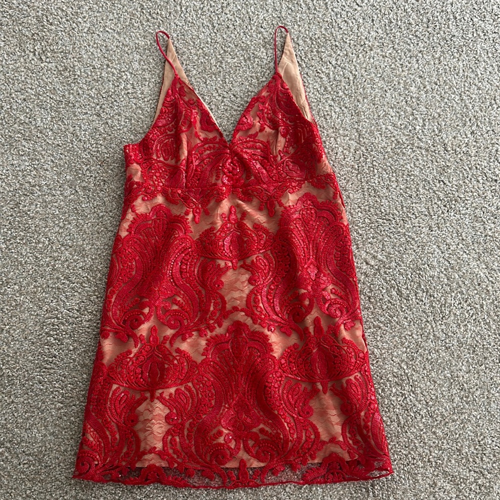Classy Free People Red Dress-Size 10 (worn once)
